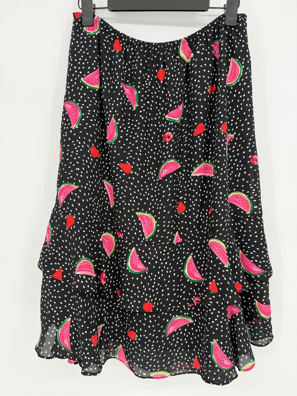 Christopher & Banks Black Maxi Skirt with Pink & Green Watermelon Print - Picture 5 of 15